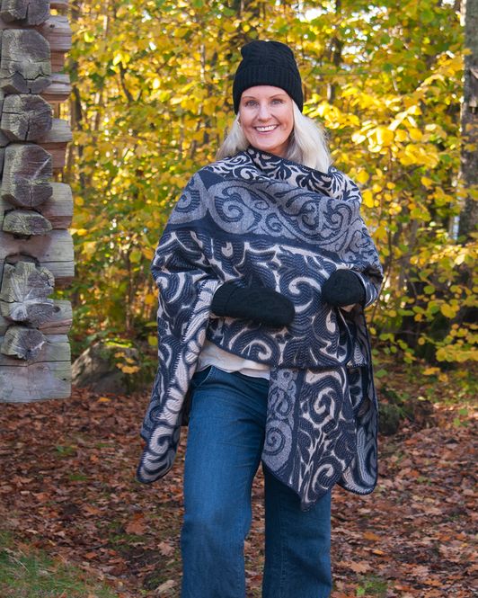 Hovedbilde Åpen poncho mønstermix - marine