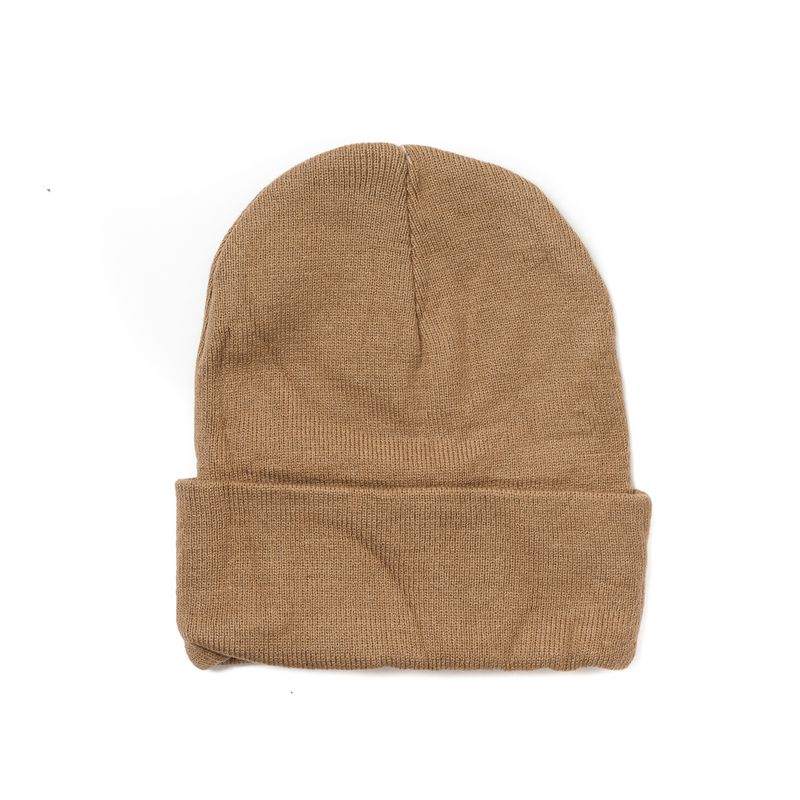 Strikkelue med brett - beige