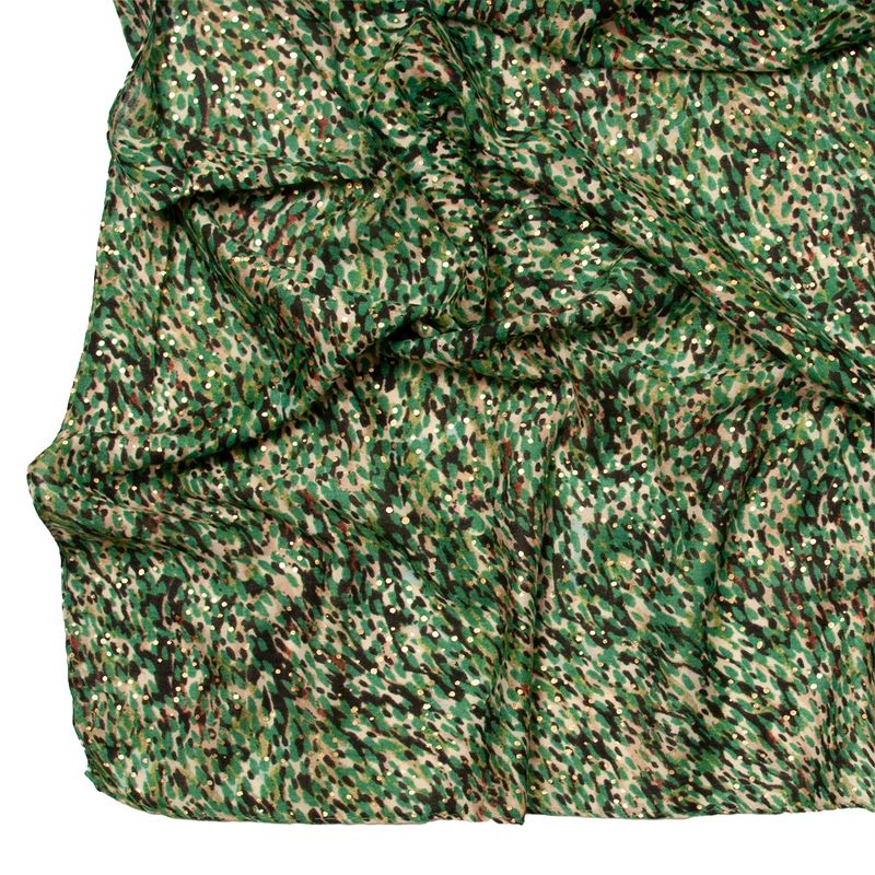 Småmønstret skjerf med gull-foil - grønn