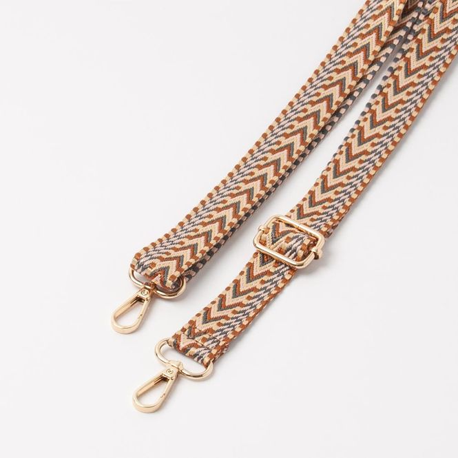 Hovedbilde Smal flerfarget skulderrem - beige