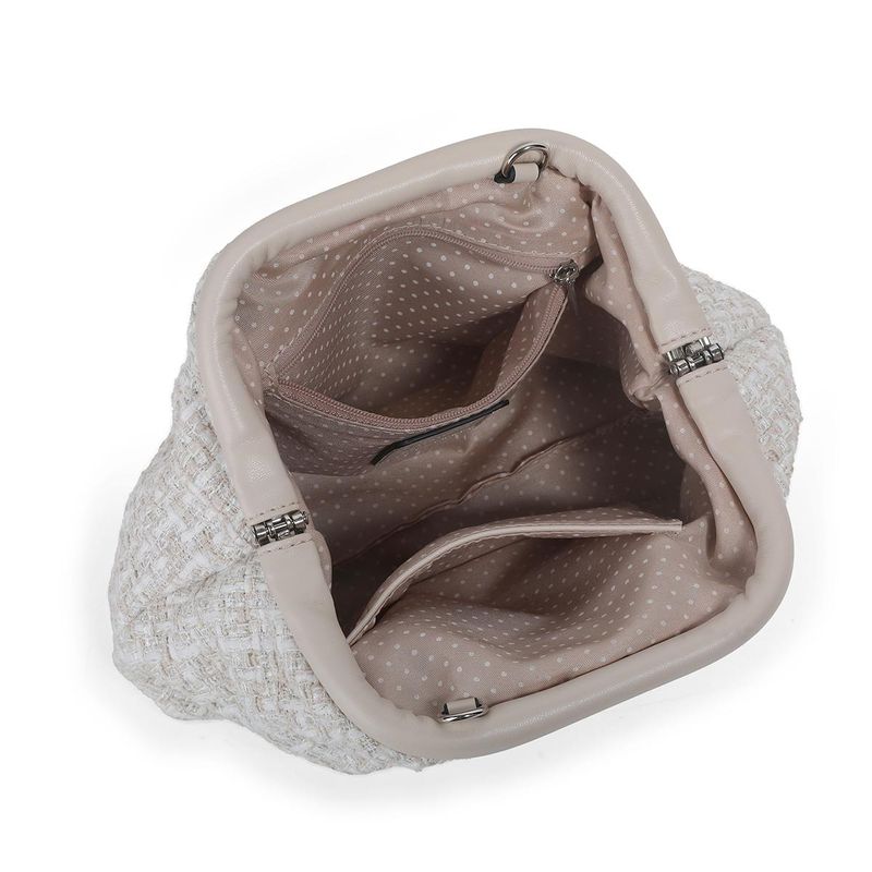 JEANETTE Bouclé veske med skulderrem Beige