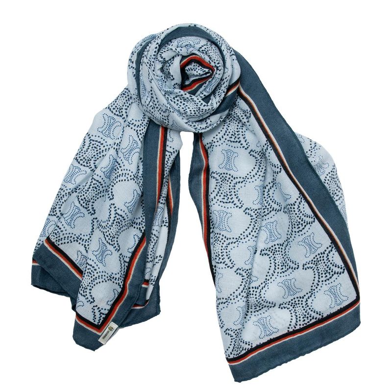 Blått skjerf med prikkete mønster - 73 x 180 cm