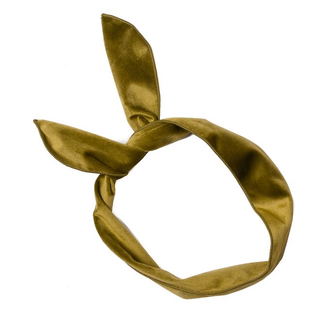 Hovedbilde Hårbånd i fløyel med wire - olivengrønn