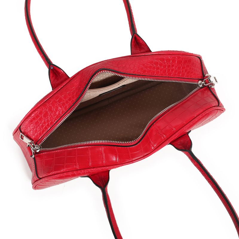 Inea lav croco shopper - rød - Elegant håndveske med crocomønster og justerbar rem