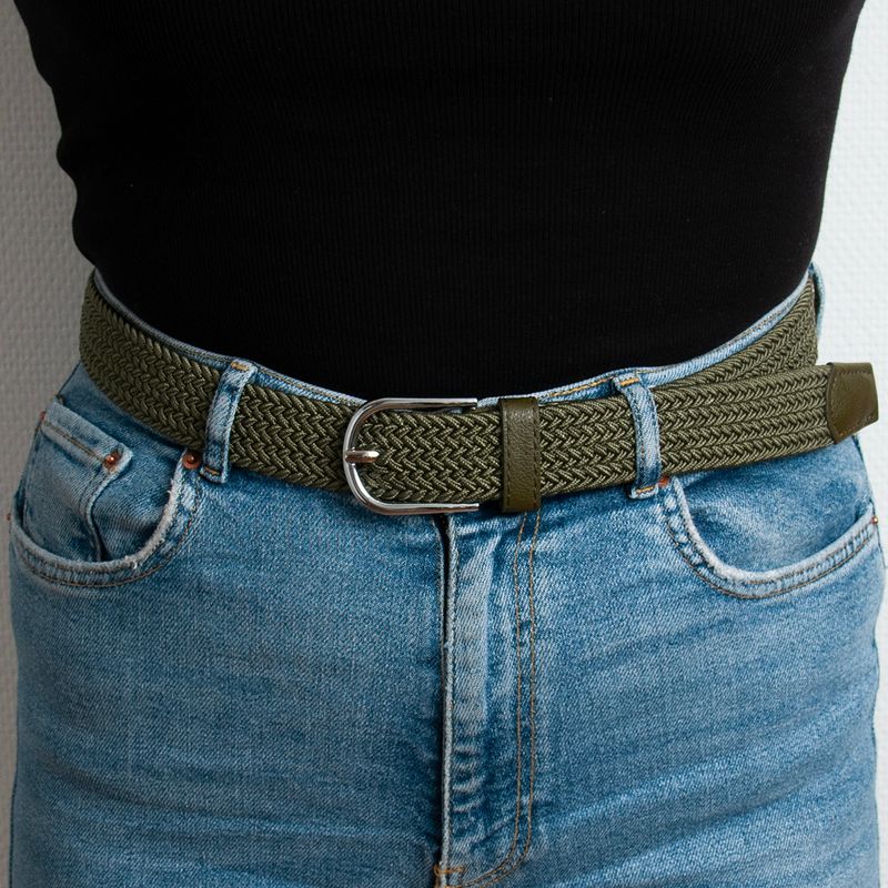 Strikkbelte, sølv - army