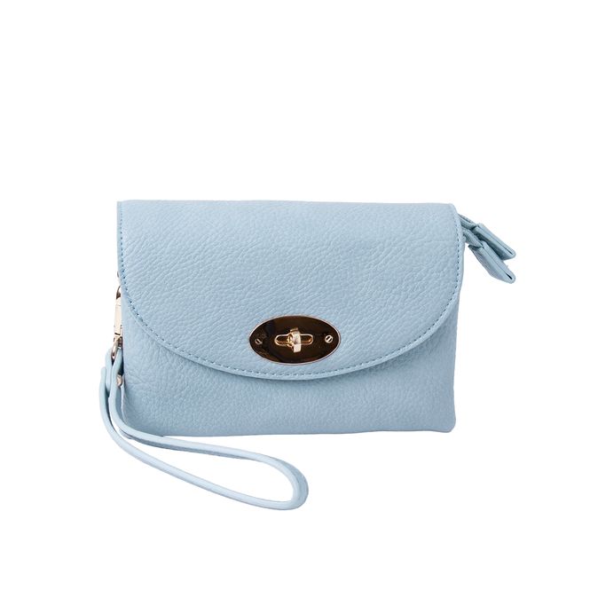 Huvudbild DANIELLE clutch blå pastell i imiterat skinn