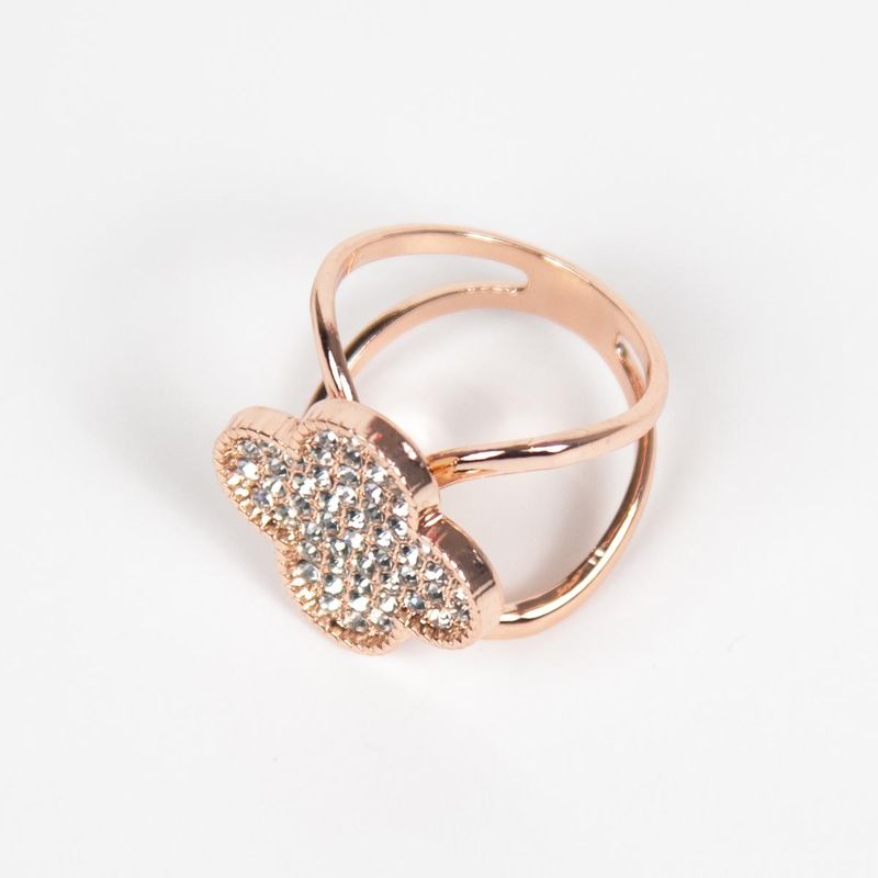 Skjerfring blomst med strass - roségullfarget