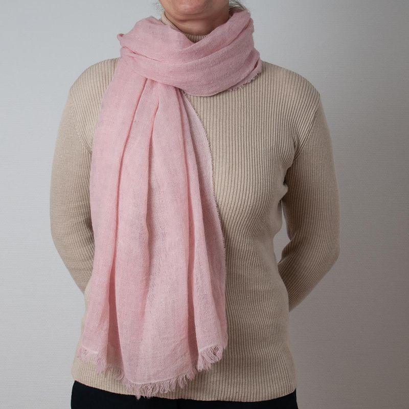 Ull/viskose vevet sjal - lys rosa
