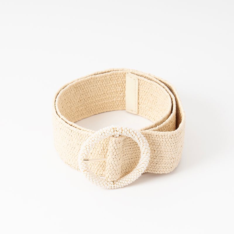 Elastikkbelte med perlespenne - natur