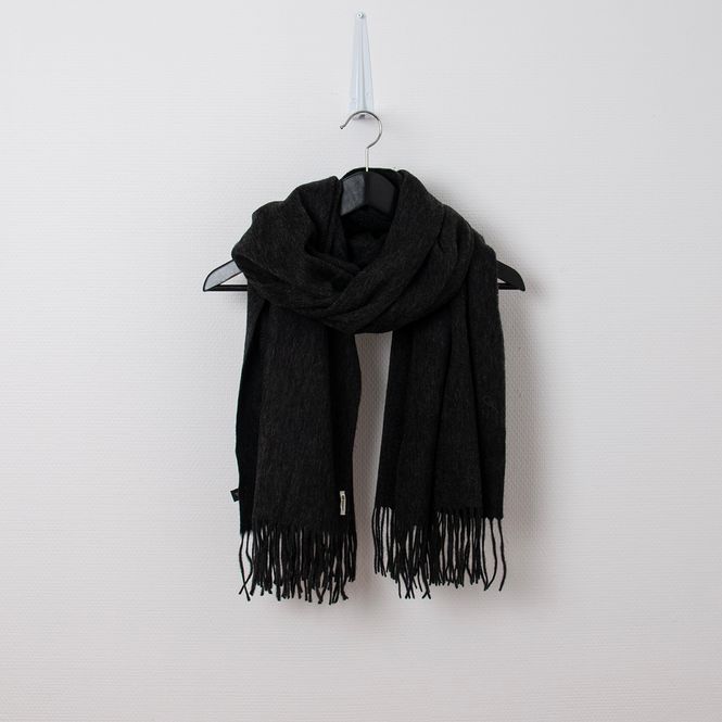 Hovedbilde Ullskjerf med frynser - mørk grå