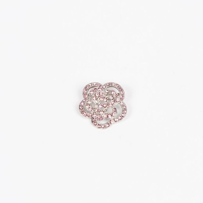 Hovedbilde Brosje blomst med stener 2,5x2,5 cm - rosa