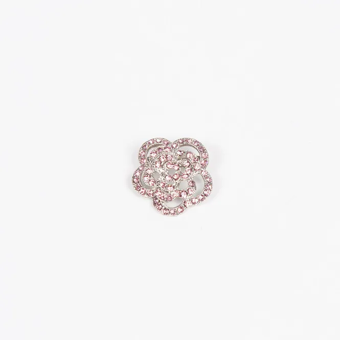 Hovedbilde Brosje blomst med stener 2,5x2,5 cm - rosa