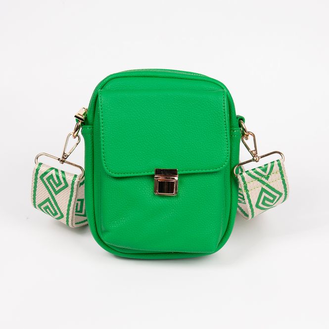 Hovedbilde IDA citybag med mønstret rem - gressgrønn