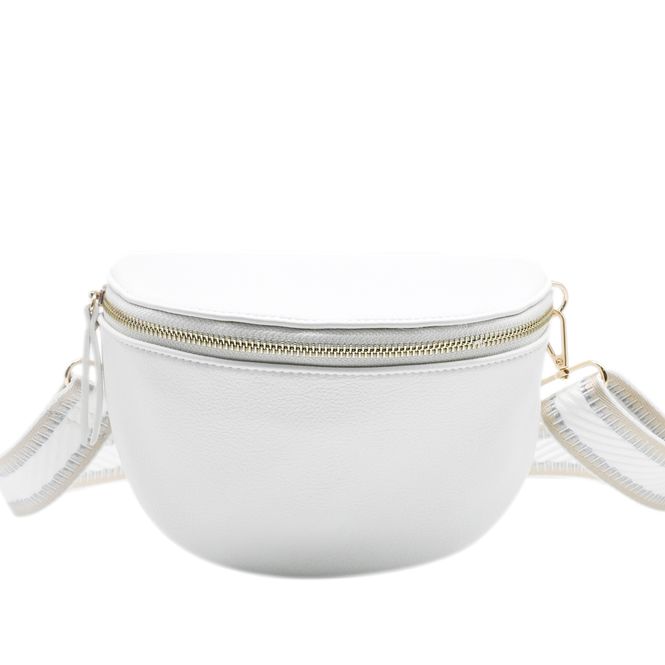 Hovedbilde PEPPER bumbag med mønstret rem - hvit