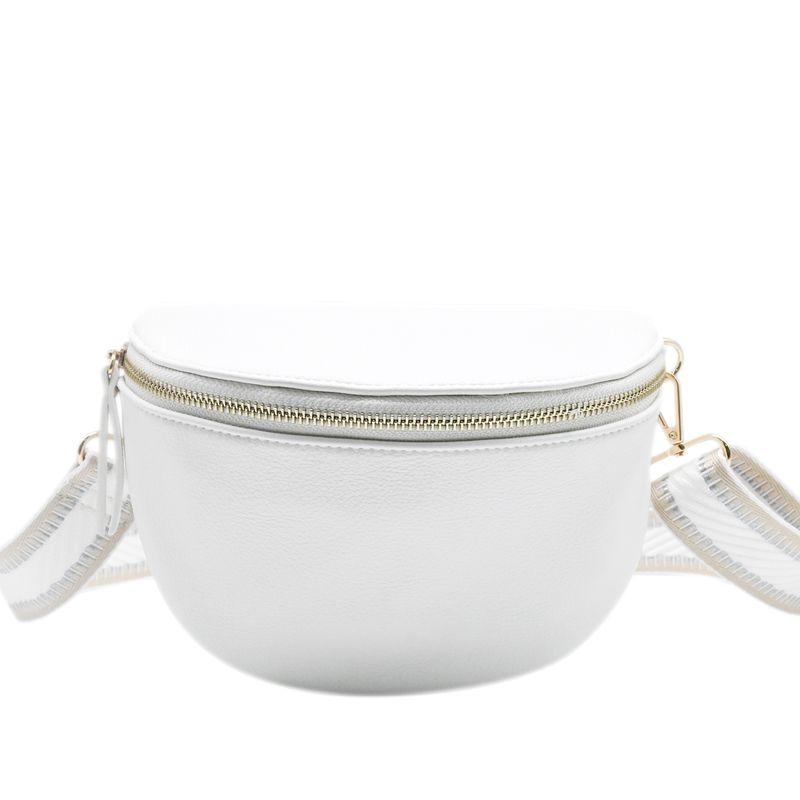 PEPPER bumbag med mønstret rem - hvit