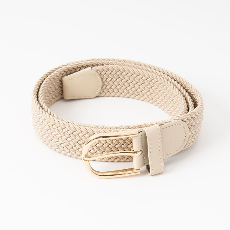 Strikkbelte, gull - lys beige