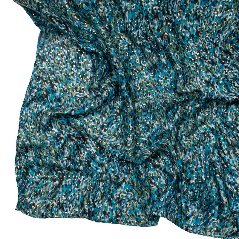 Småmønstret skjerf med gull-foil - blå