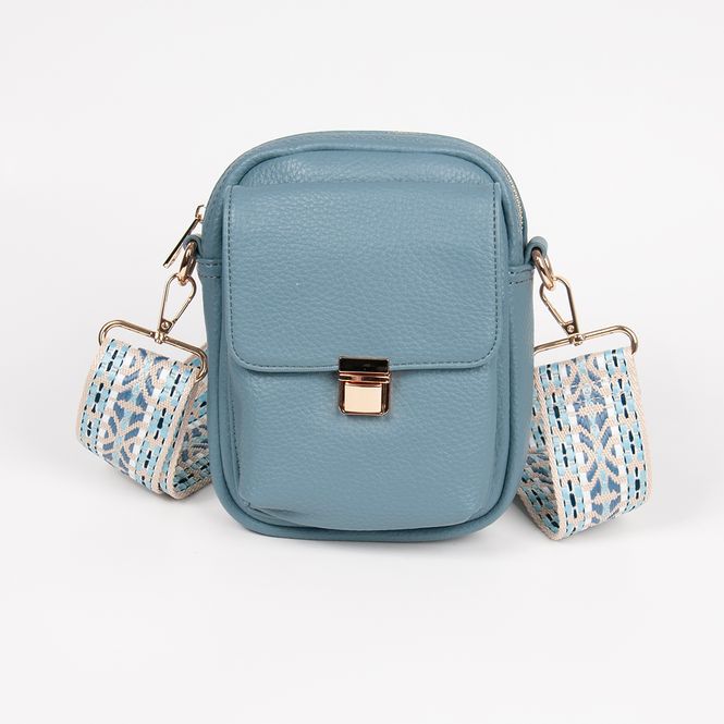 Hovedbilde IDA citybag med mønstret rem - jeansblå