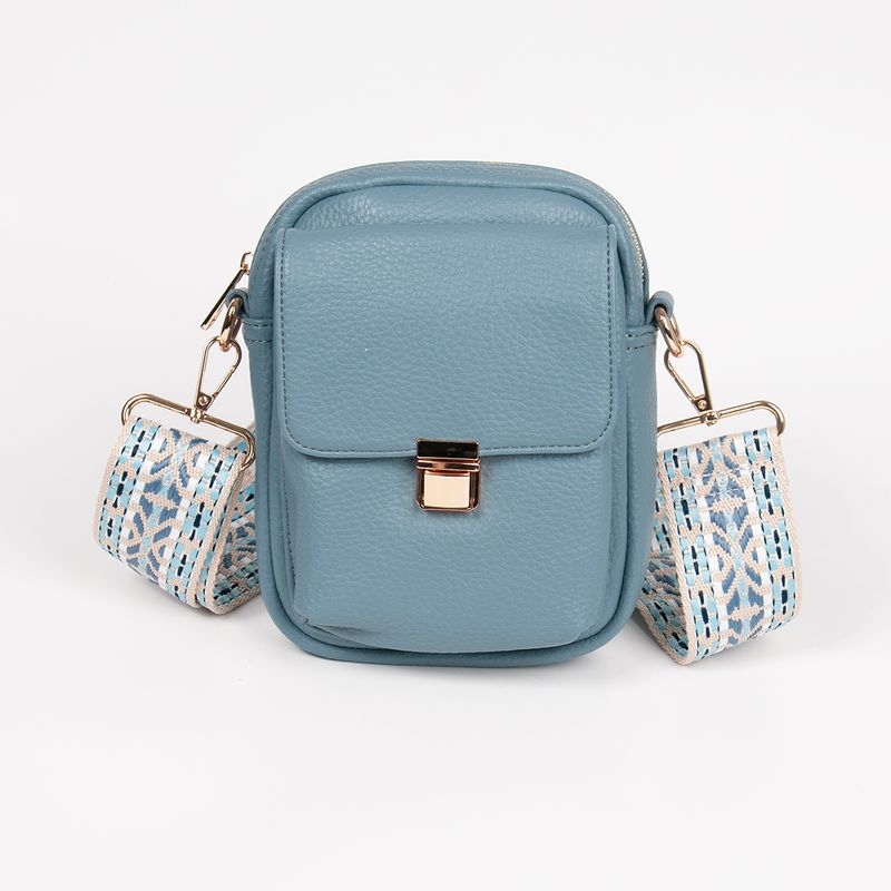 IDA citybag med mønstret rem - jeansblå