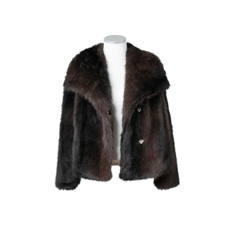 Fuskepels jakke - brun - onesize