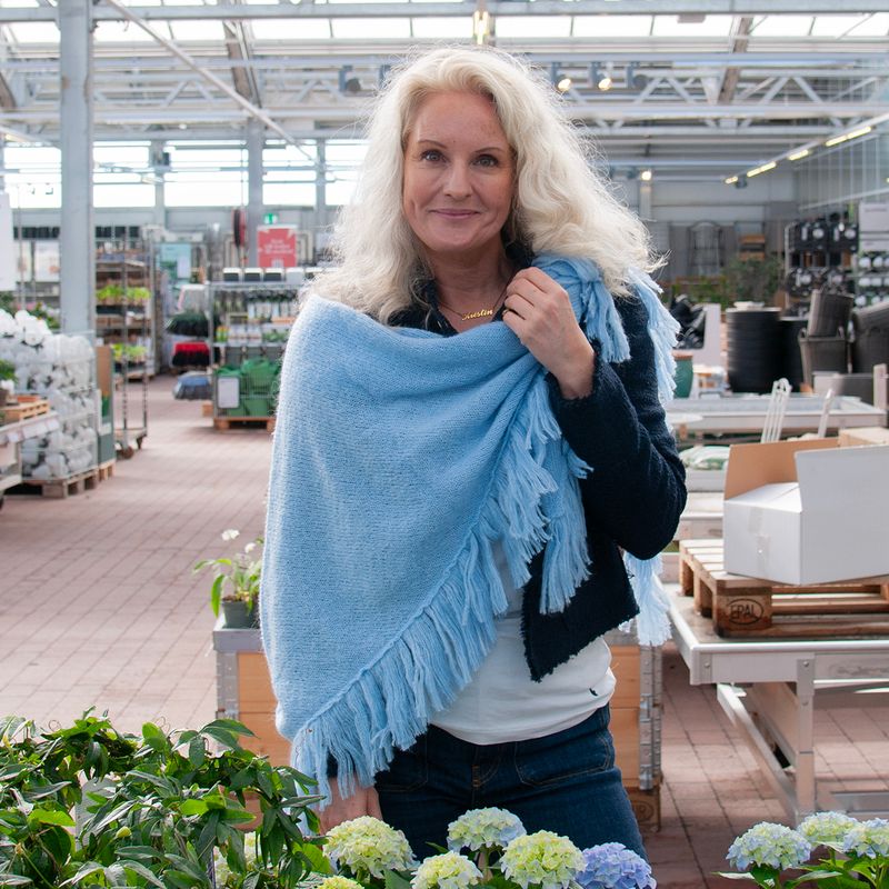 Sjal i mohairmix - lys blå