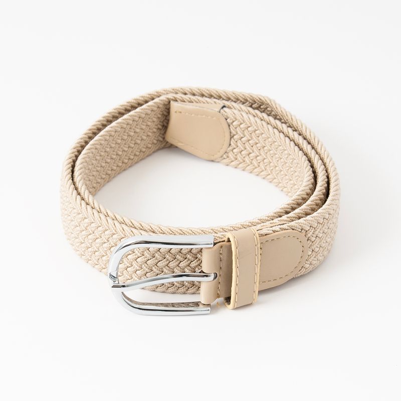 Strikkbelte, sølv - beige