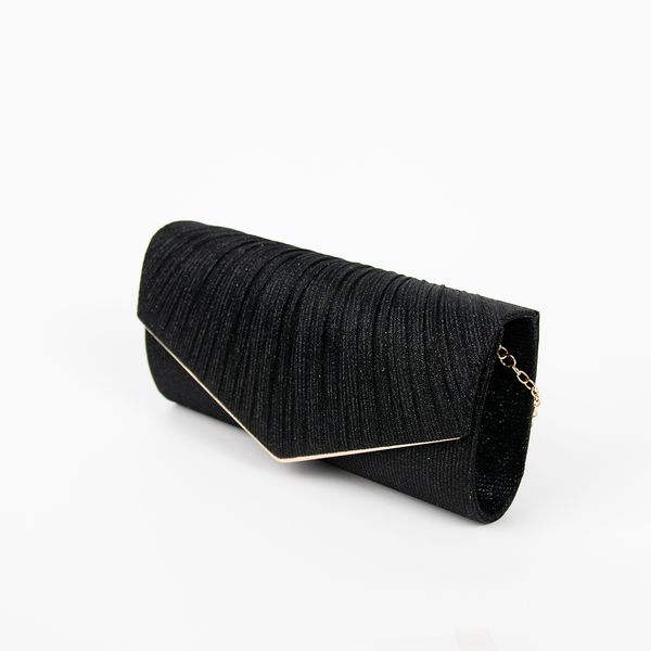 Hovedbilde Clutch-veske med plissé og metallkant - svart