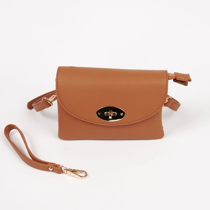 DANIELLE clutch cognac i imitert skinn