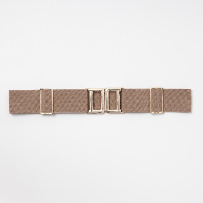 Hovedbilde Elastisk midjebelte med gullfarget spenne beige