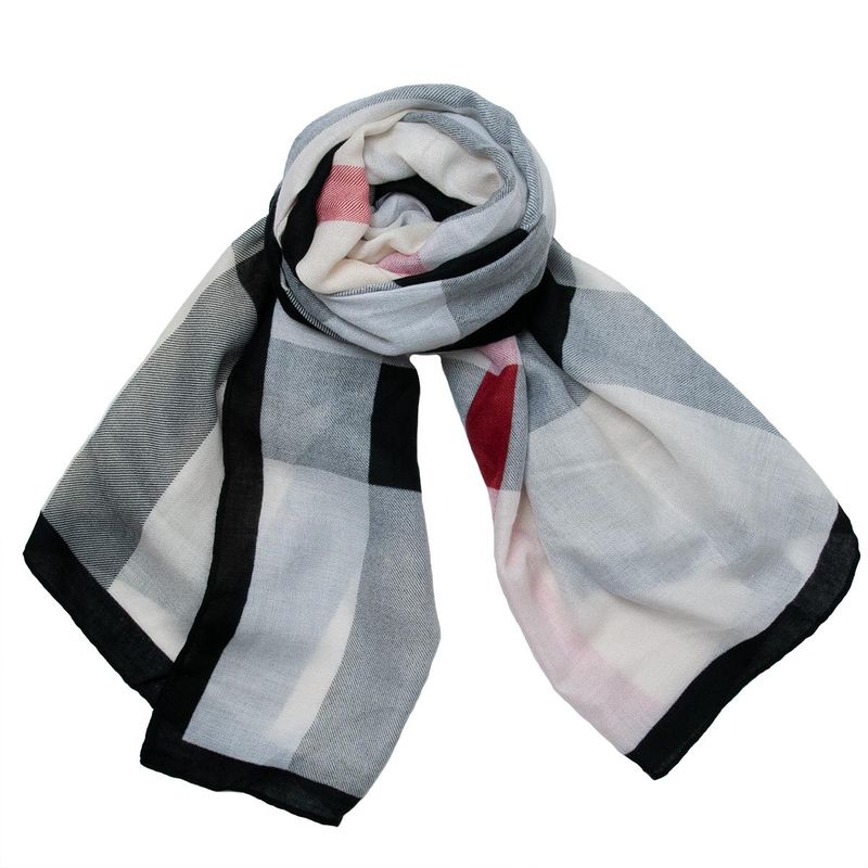 Rutete skjerf i gråtoner - 100% viskose