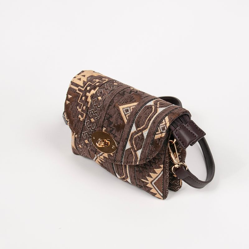DANIELLE clutch med inka-mønster - brun