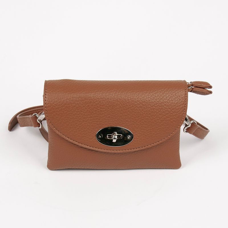 DANIELLE clutch sølvfarget cognac