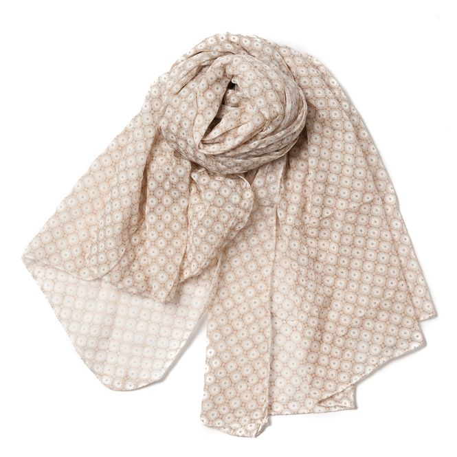 Hovedbilde Skjerf med daisy print i bomull/silke - beige