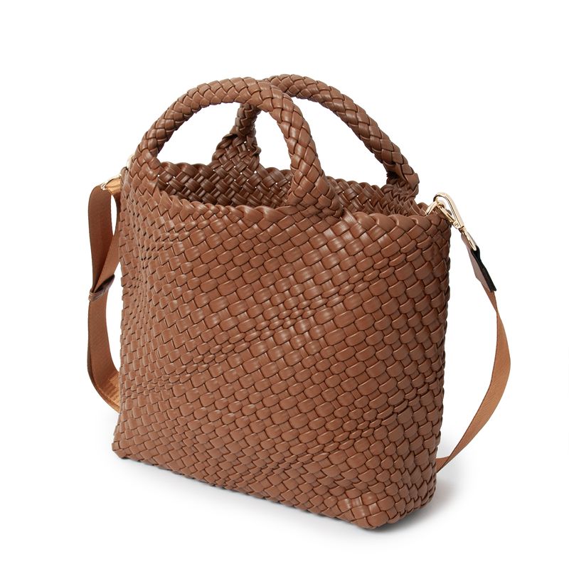BILLIE flettet håndveske - cognac