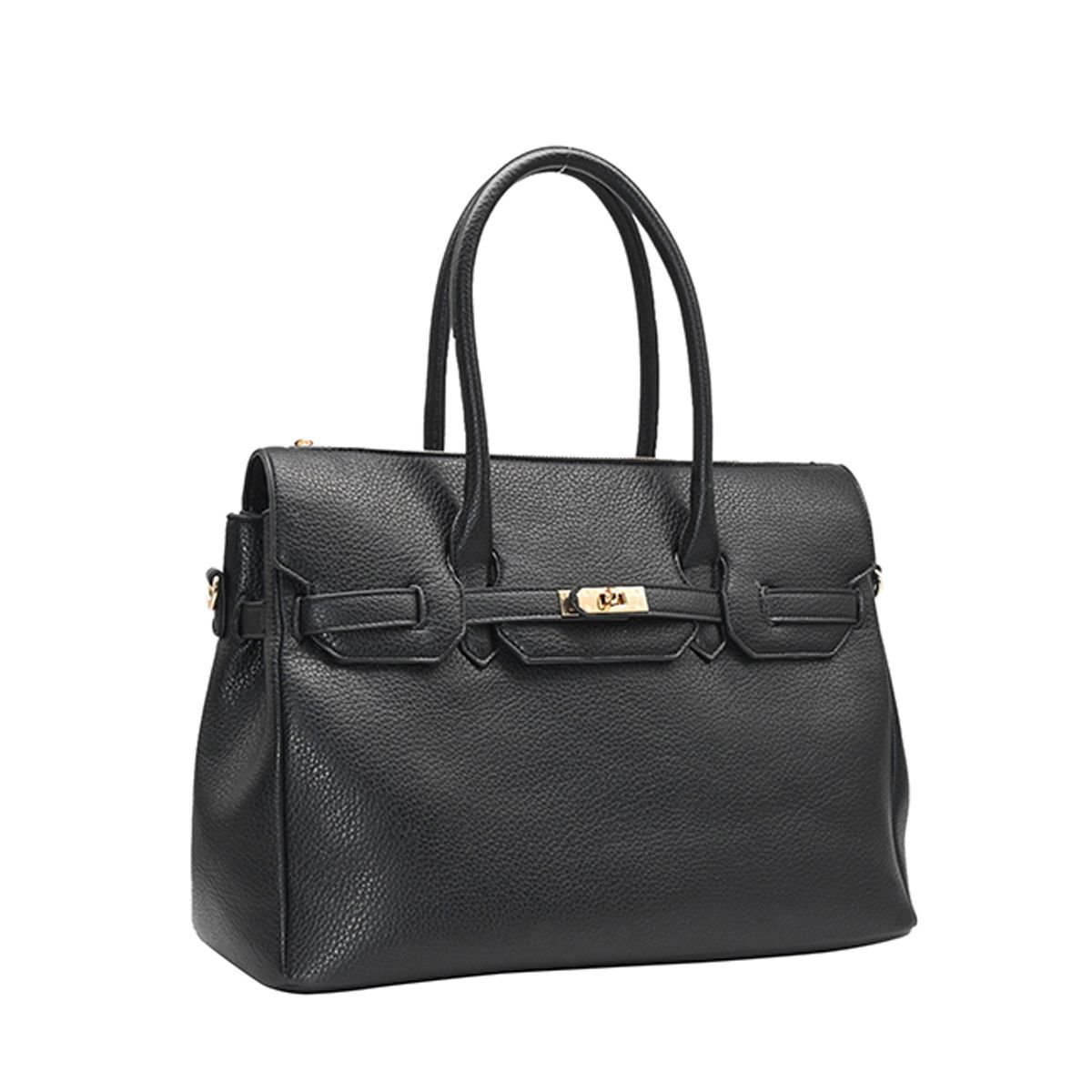 Hampton shopper svart - elegant skulderveske i imitert skinn