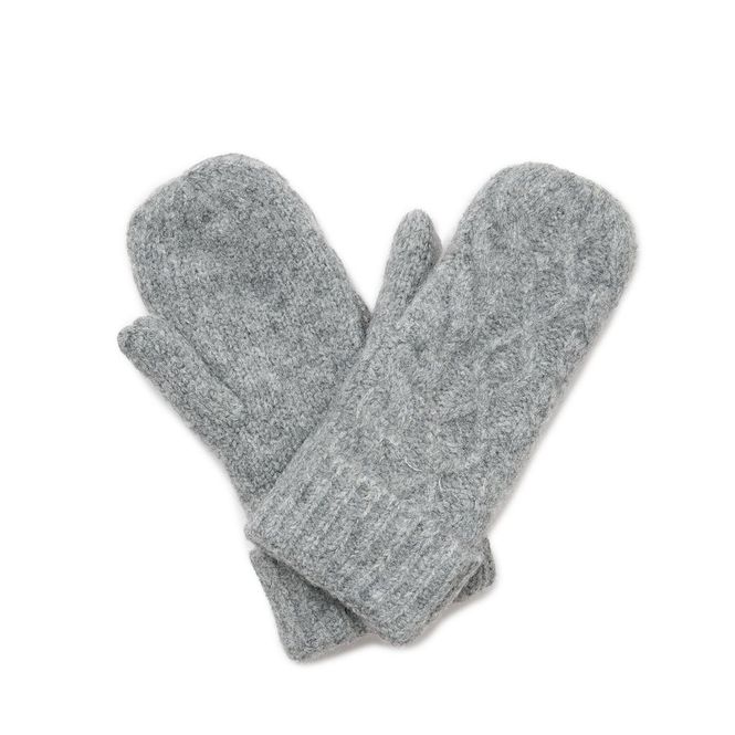 Hovedbilde Flettestrikket votter med ull - grå