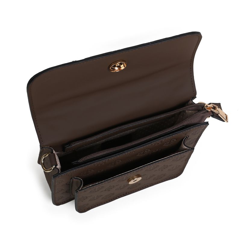 Hillevi clutch brun - stilfull veske i imitert skinn med gullfargede detaljer