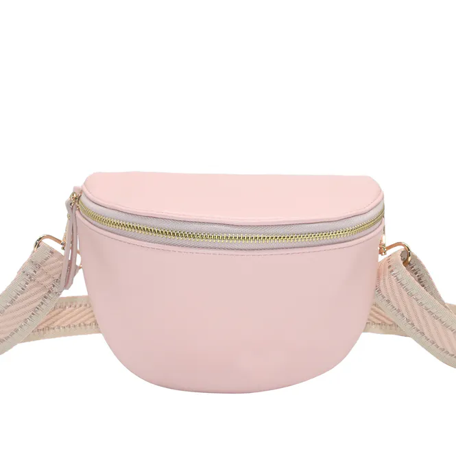 Hovedbilde PEPPER bumbag med mønstret rem - lys rosa