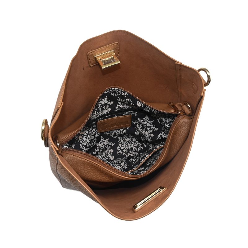 DAYTON crossveske med clipslås - cognac