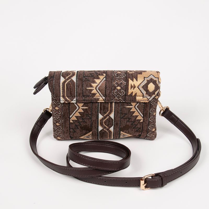 DANIELLE clutch med inka-mønster - brun