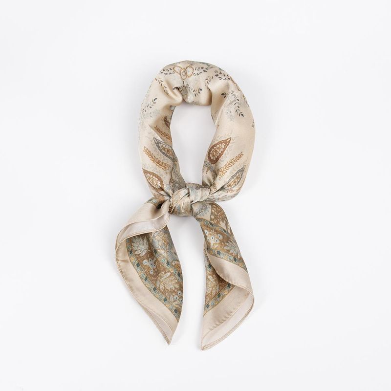 Lite skjerf beige paisley 70x70 cm - Beige Paisley