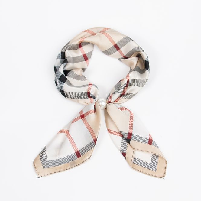 Huvudbild Liten scarf med rutmönster och magnetknapp 110 cm