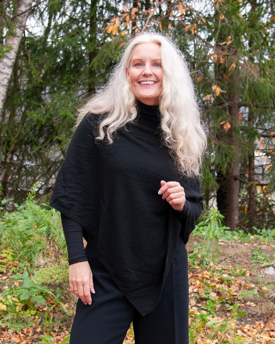 Poncho eco cashmere/ull - svart