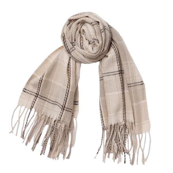 Hovedbilde Rutet skjerf i beige og brun - 70x180 cm