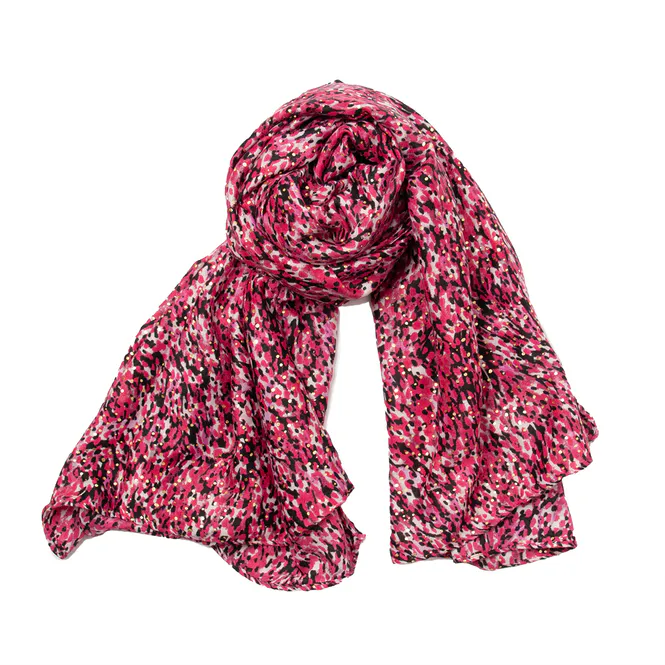 Hovedbilde Småmønstret skjerf med gull-foil - rosa